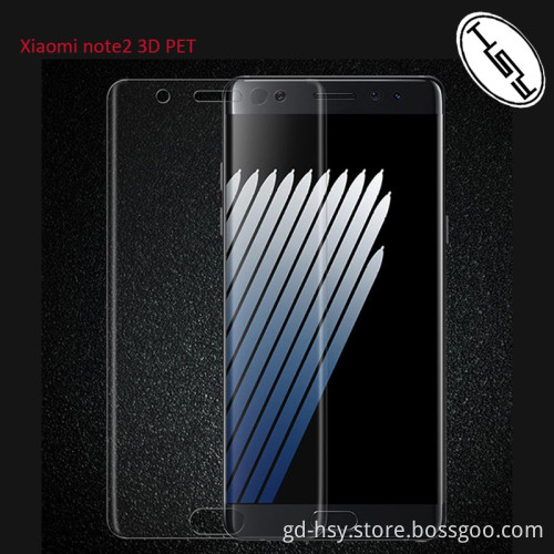 HUYSHE 3D hot bending PET screen protector for xiaomi note 2 PET membrane edge to edge full cover film